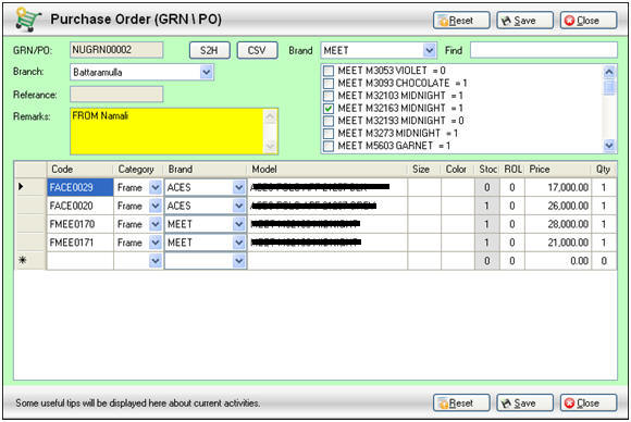 Lithium POS, GRN