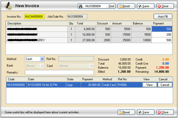 Lithium POS, Invoice